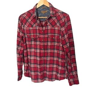Jachs Girlfriend Bea Cotton Snap Closure Red Flannel Shirt